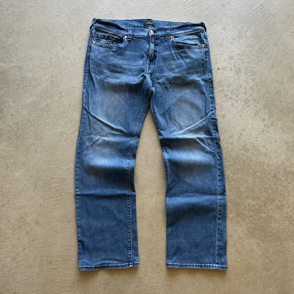 True Religion Jeans Size 40x34 Blue Medium Wash Denim Ricky Relaxed Straight